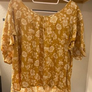 Muted Yellow Summer Floral Top